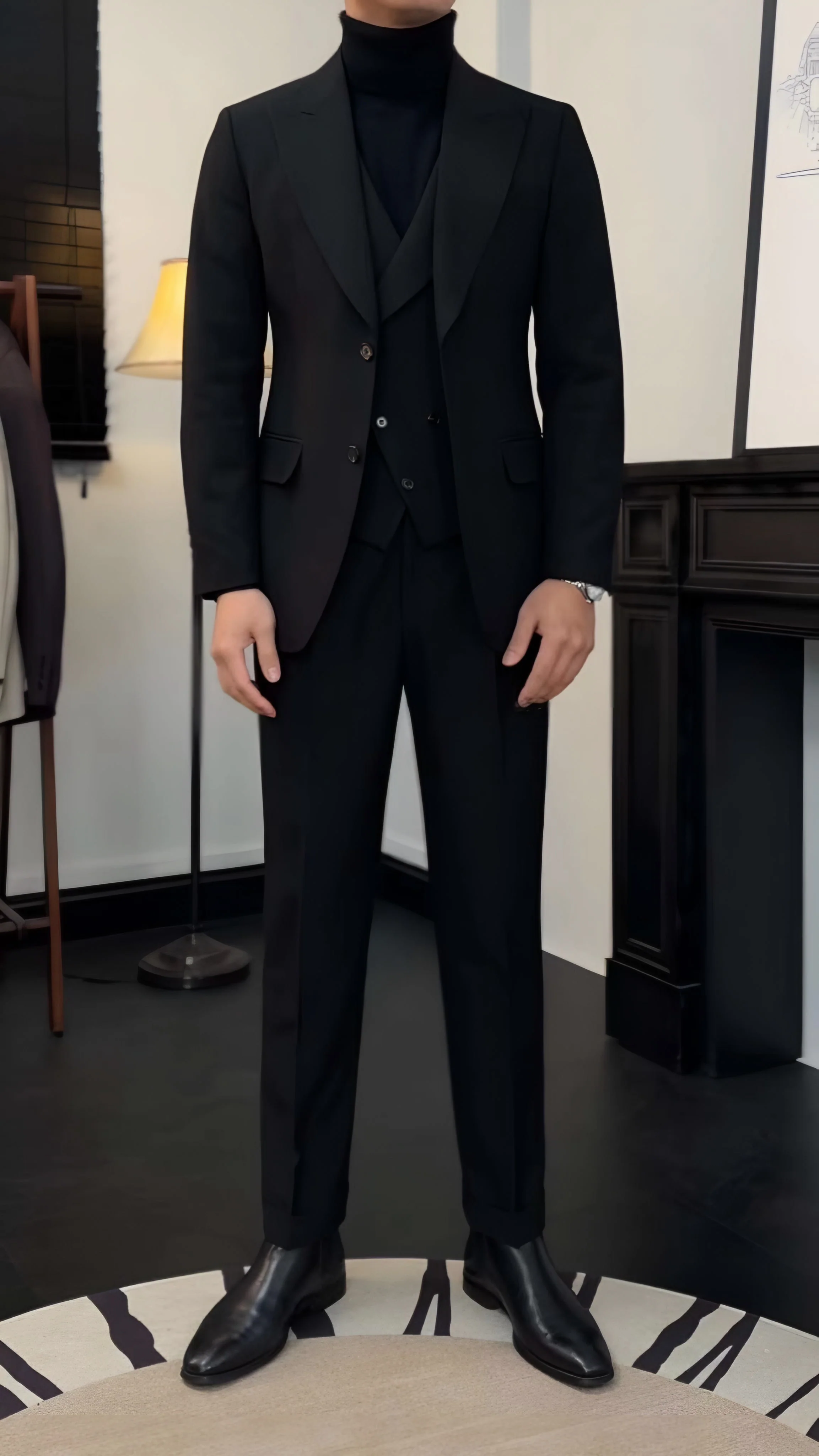 Black Milano Suit   (Includes: Jacket + Waistcoat + Trousers) - Image 10