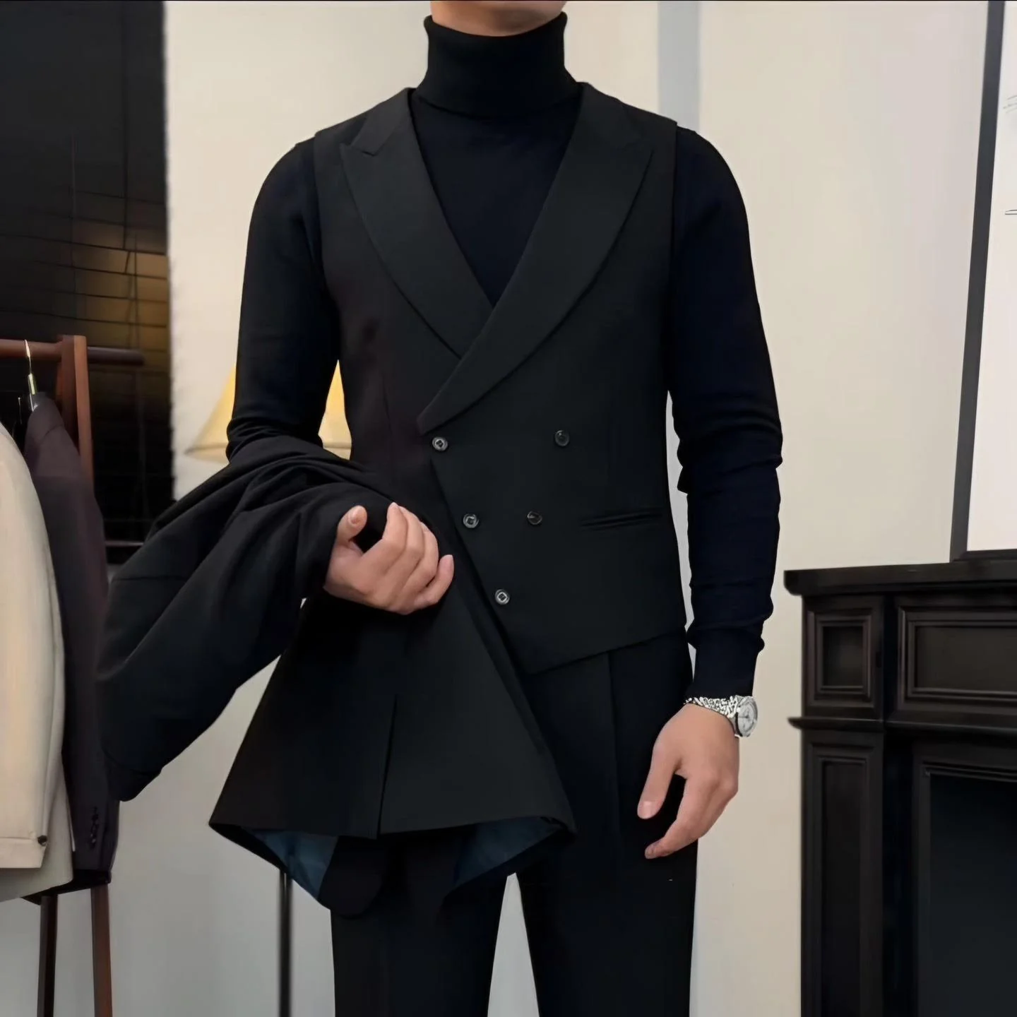 Black Milano Waistcoat - Image 3