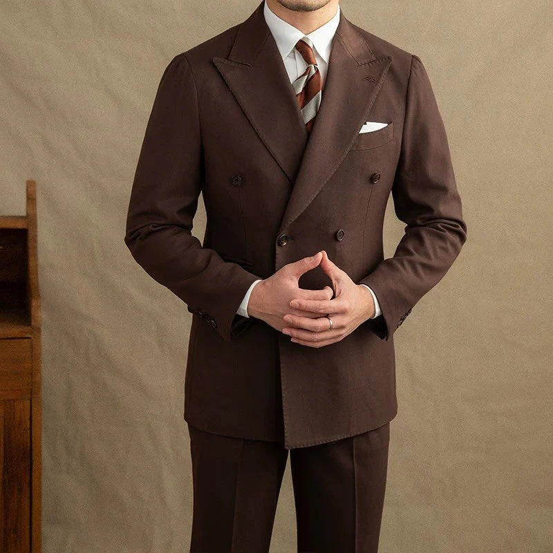 Dark Brown Garbadine Suit (Includes: Jacket + Trousers) - Image 3