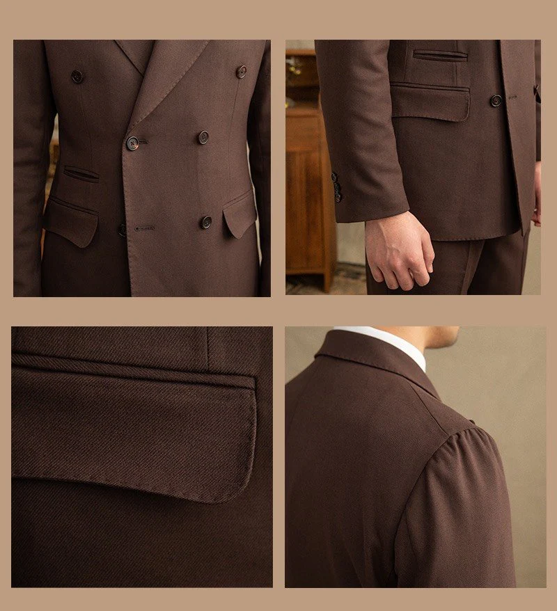 Dark Brown Garbadine Suit (Includes: Jacket + Trousers) - Image 4