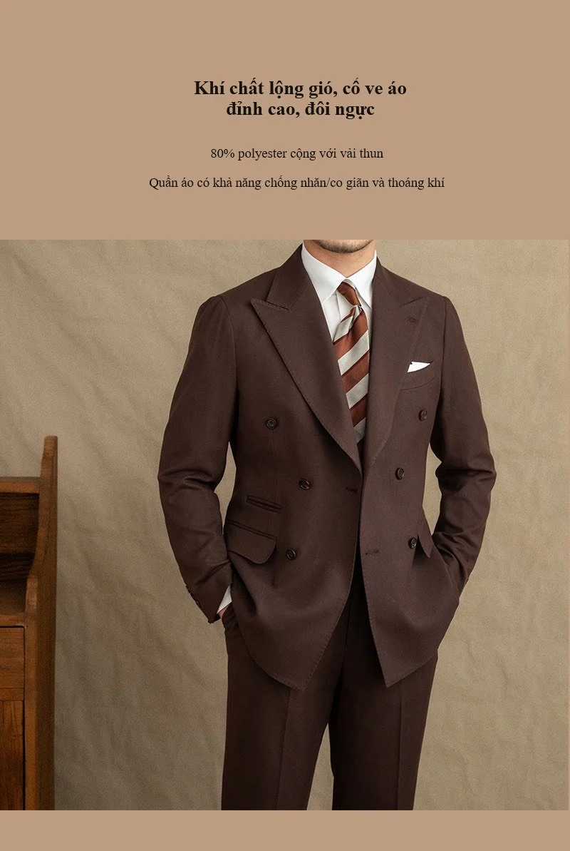 Dark Brown Garbadine Suit (Includes: Jacket + Trousers) - Image 8