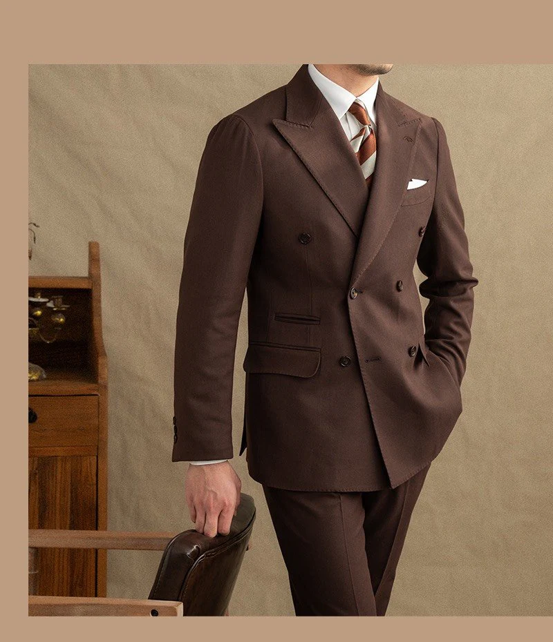 Dark Brown Garbadine Suit (Includes: Jacket + Trousers) - Image 9
