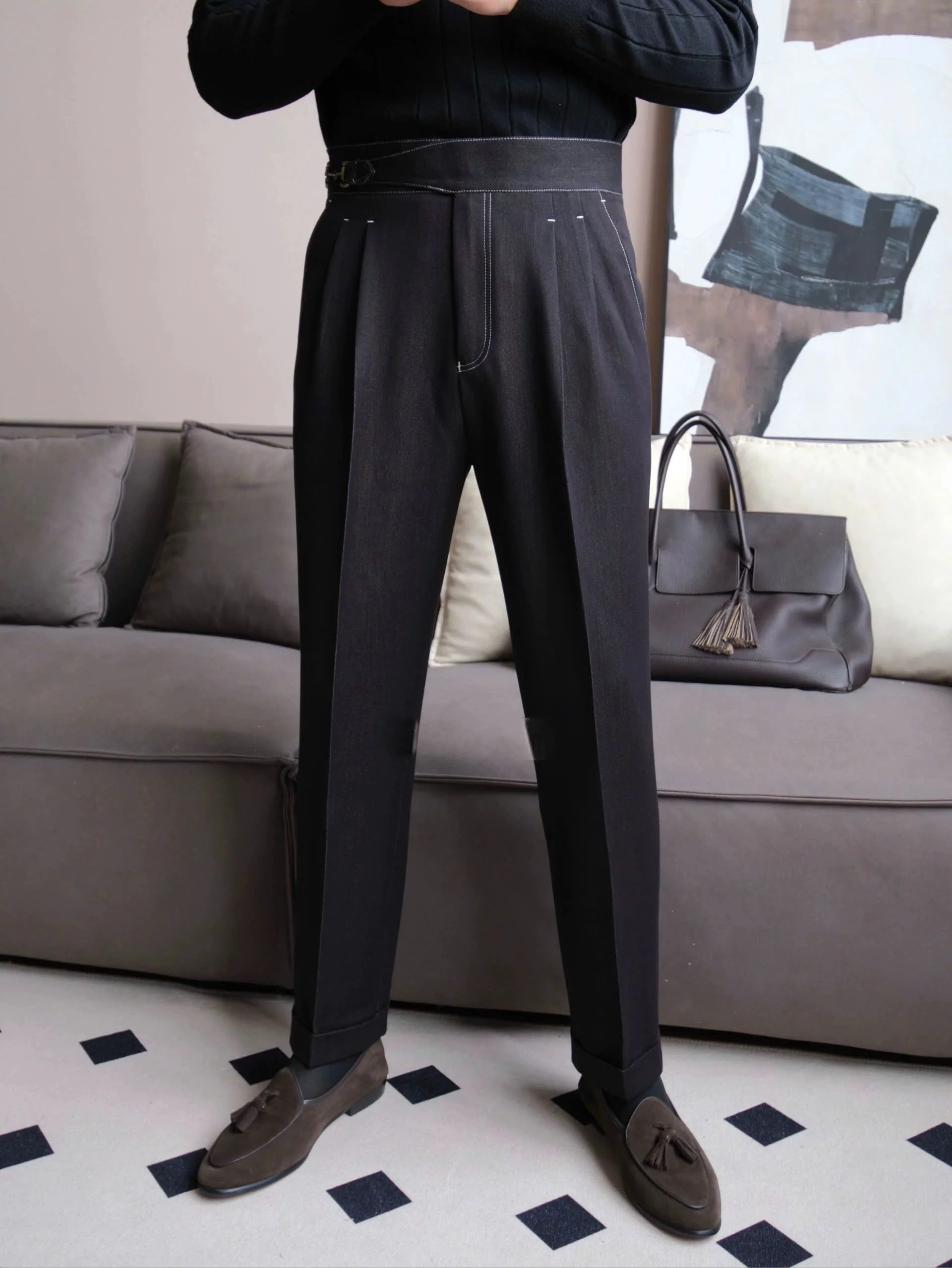 Gurkha Double-Pleat Denim Trousers - Image 9