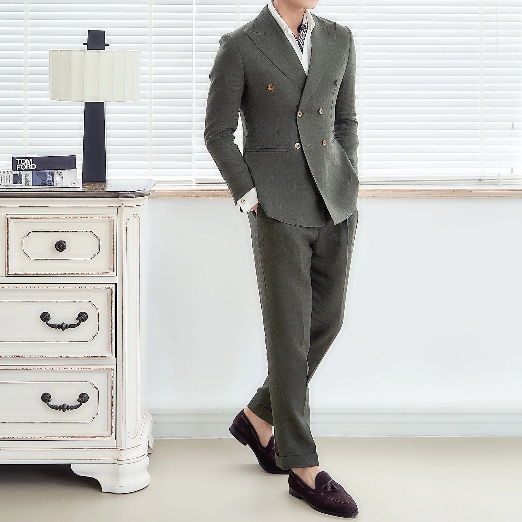 Havana Linen Blazer (Olive) – Harold - Image 3