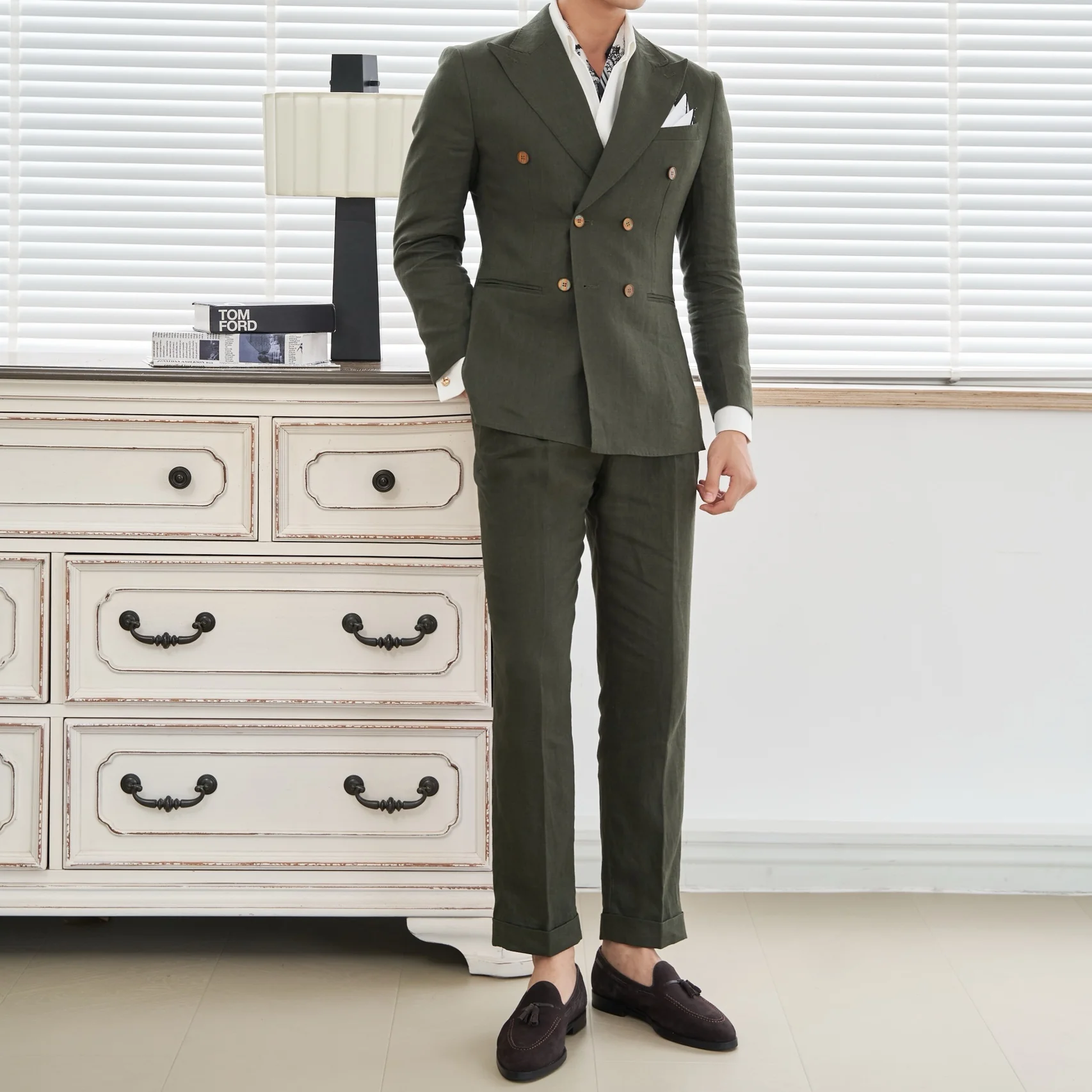 Havana Linen Blazer (Olive) – Harold - Image 5