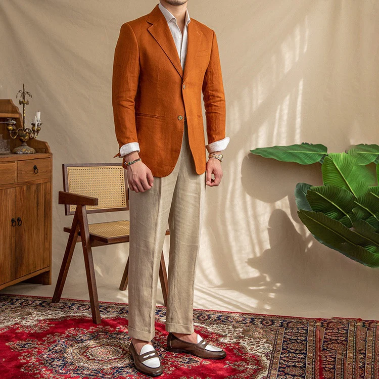 Havana Linen Blazer (Orange) – Harold - Image 4