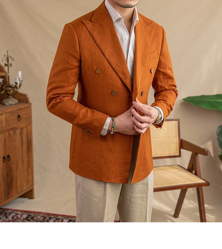 Havana Linen Blazer (Orange) – Harold - Image 5