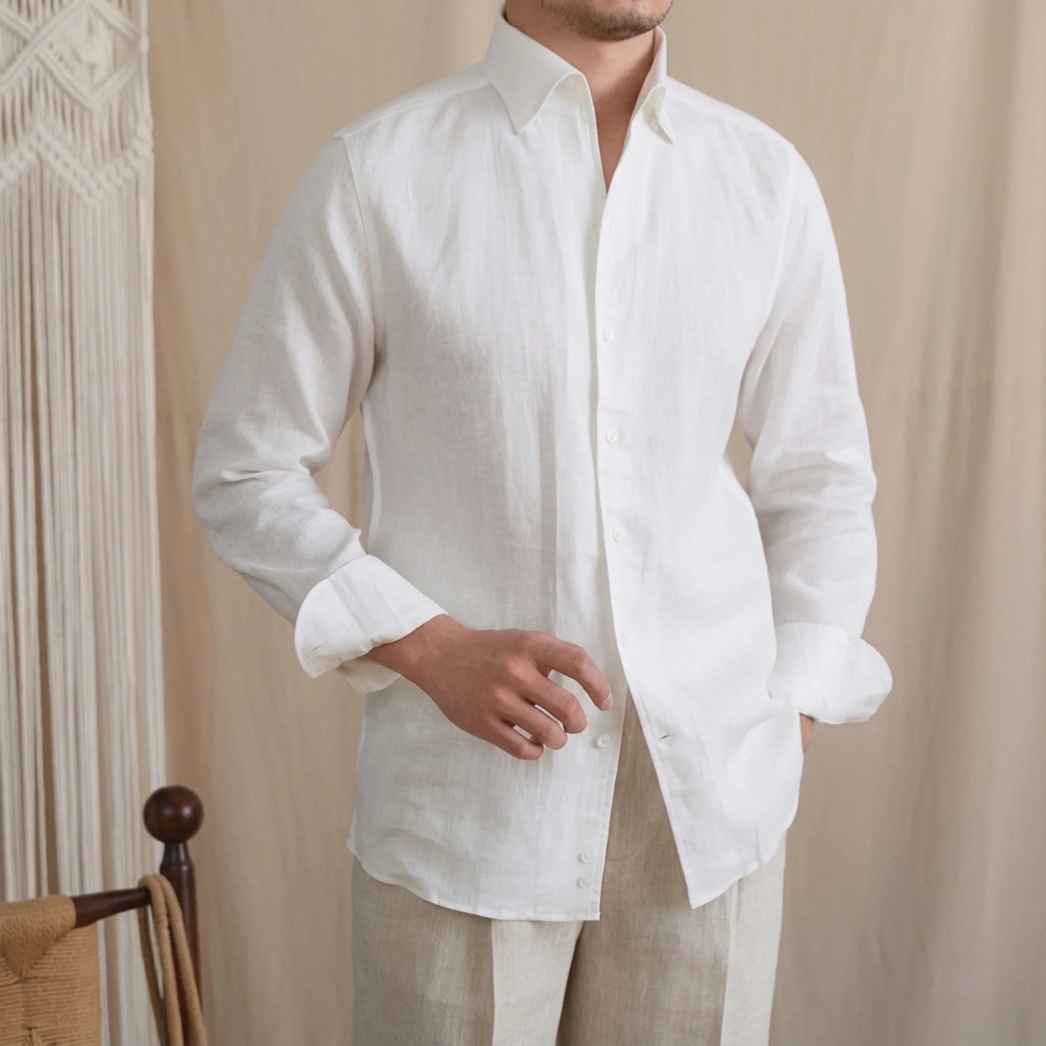 Hidden Button Down Linen Shirt Season 2 - Image 2