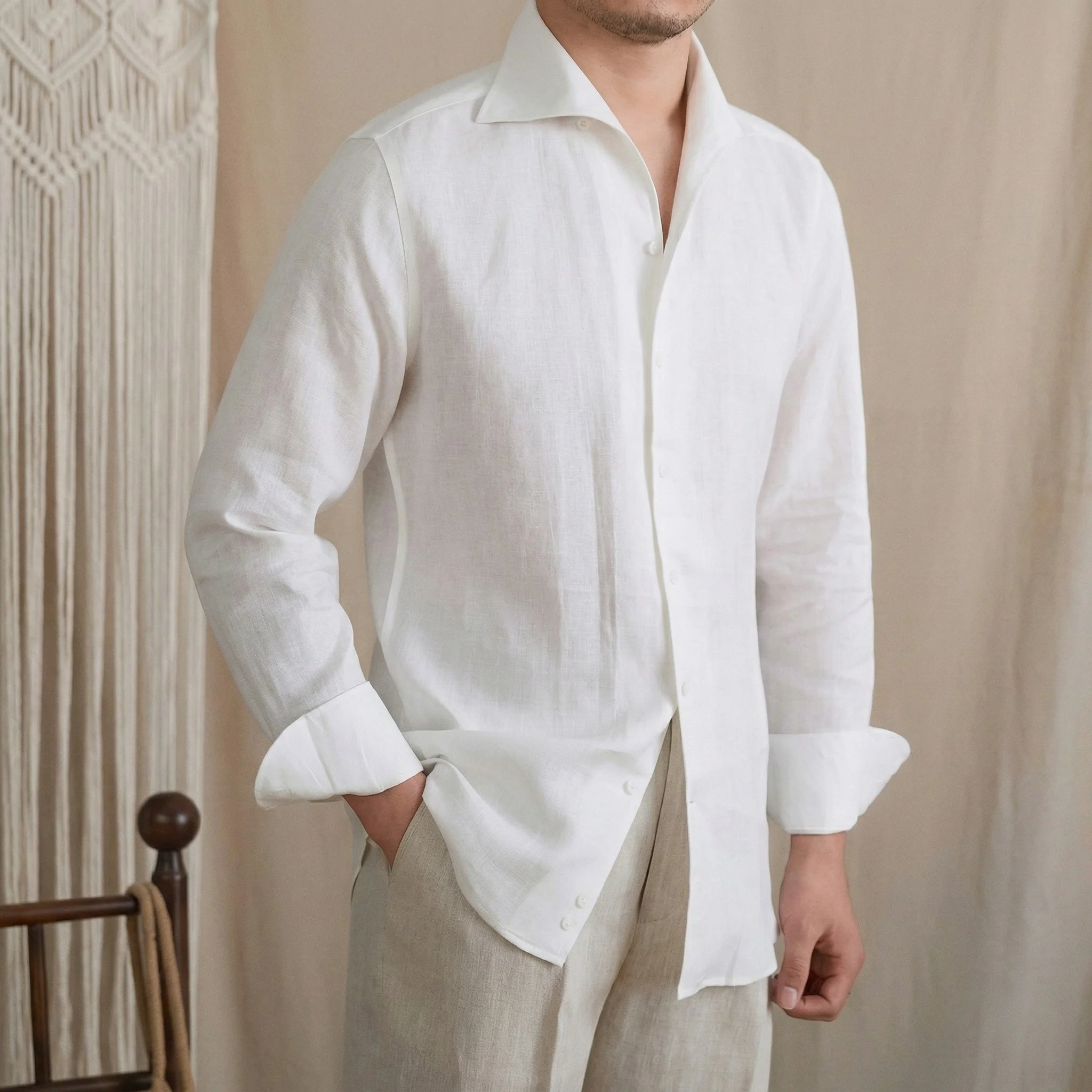 Hidden Button Down Linen Shirt Season 2 - Image 3