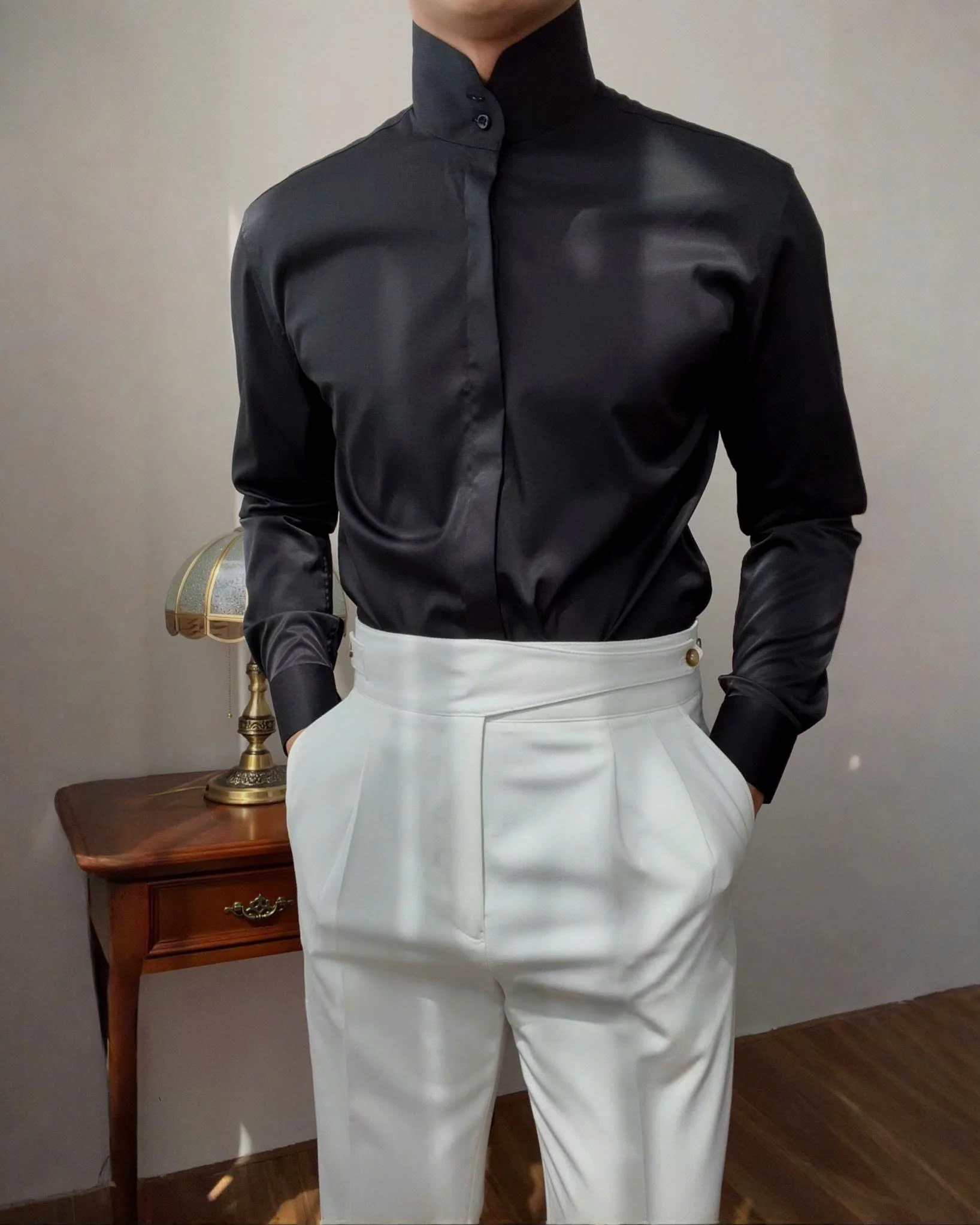 High Stand Mandarin Collar Shirt - Image 3