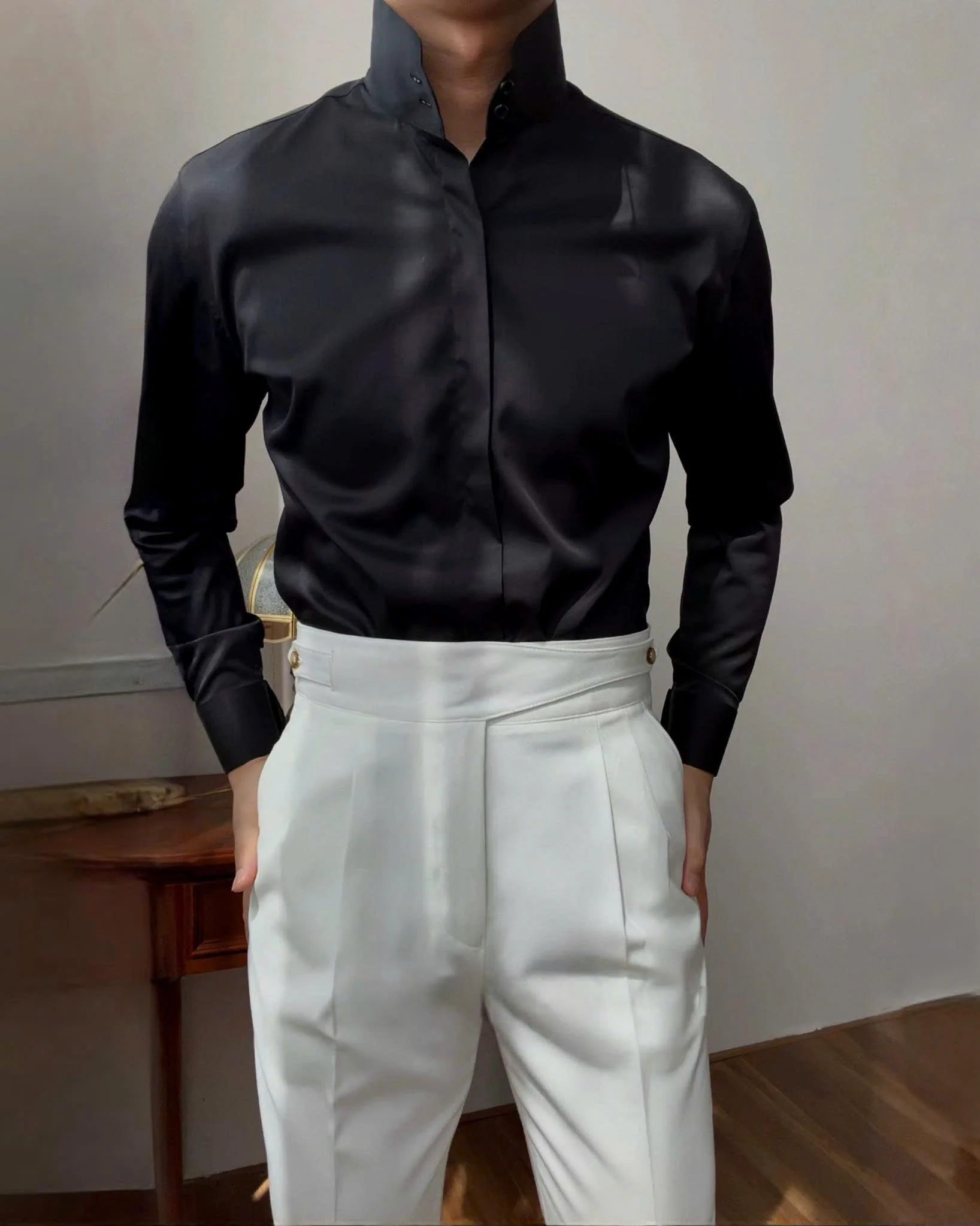 High Stand Mandarin Collar Shirt - Image 4