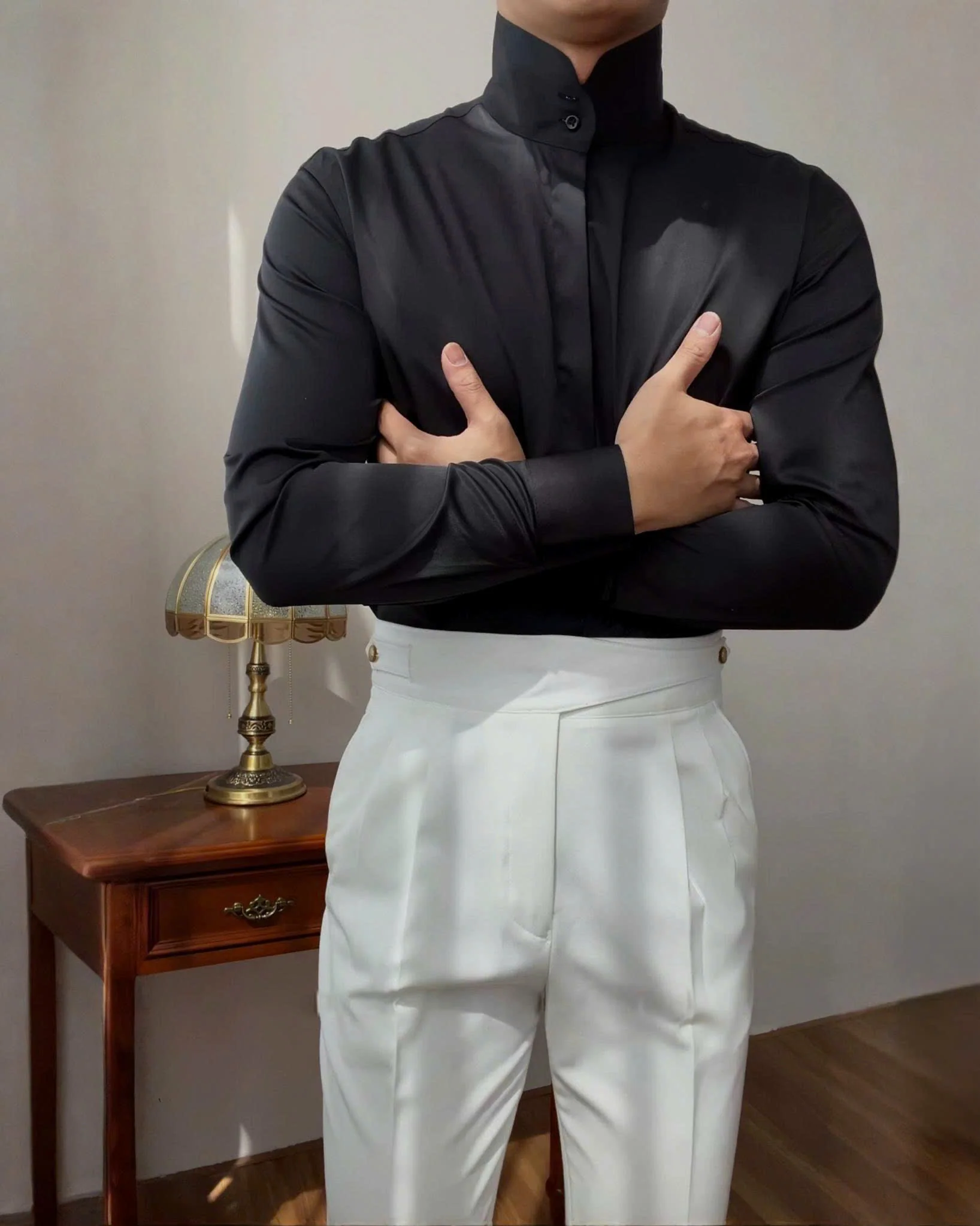 High Stand Mandarin Collar Shirt - Image 5