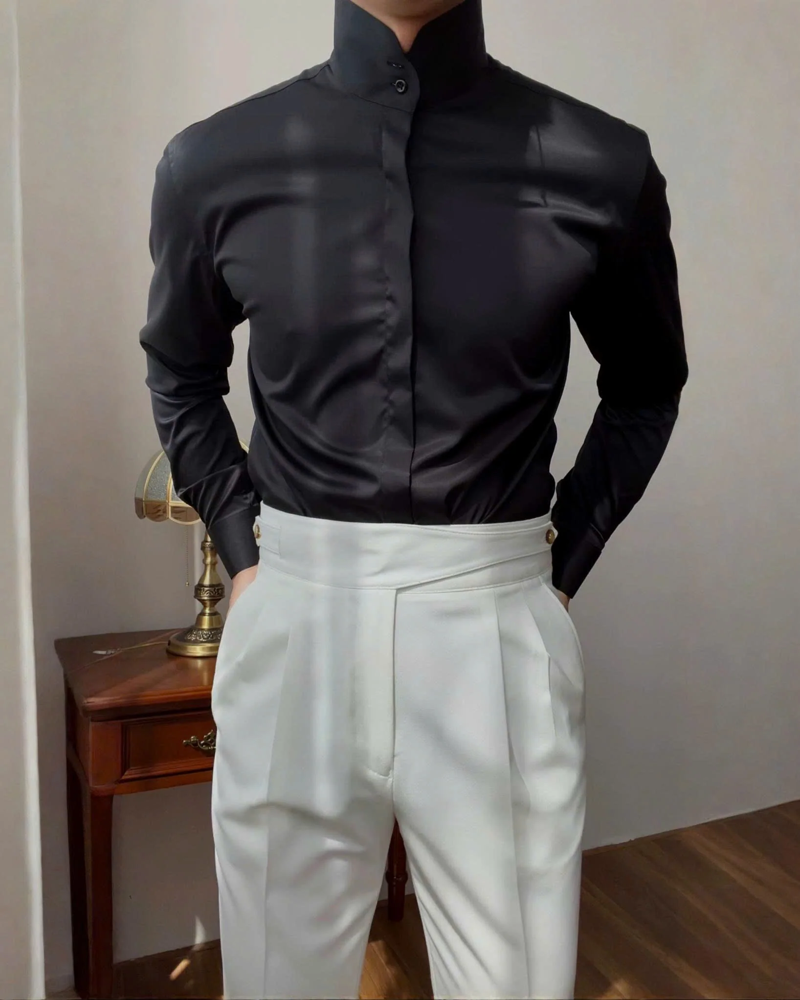 High Stand Mandarin Collar Shirt - Image 6