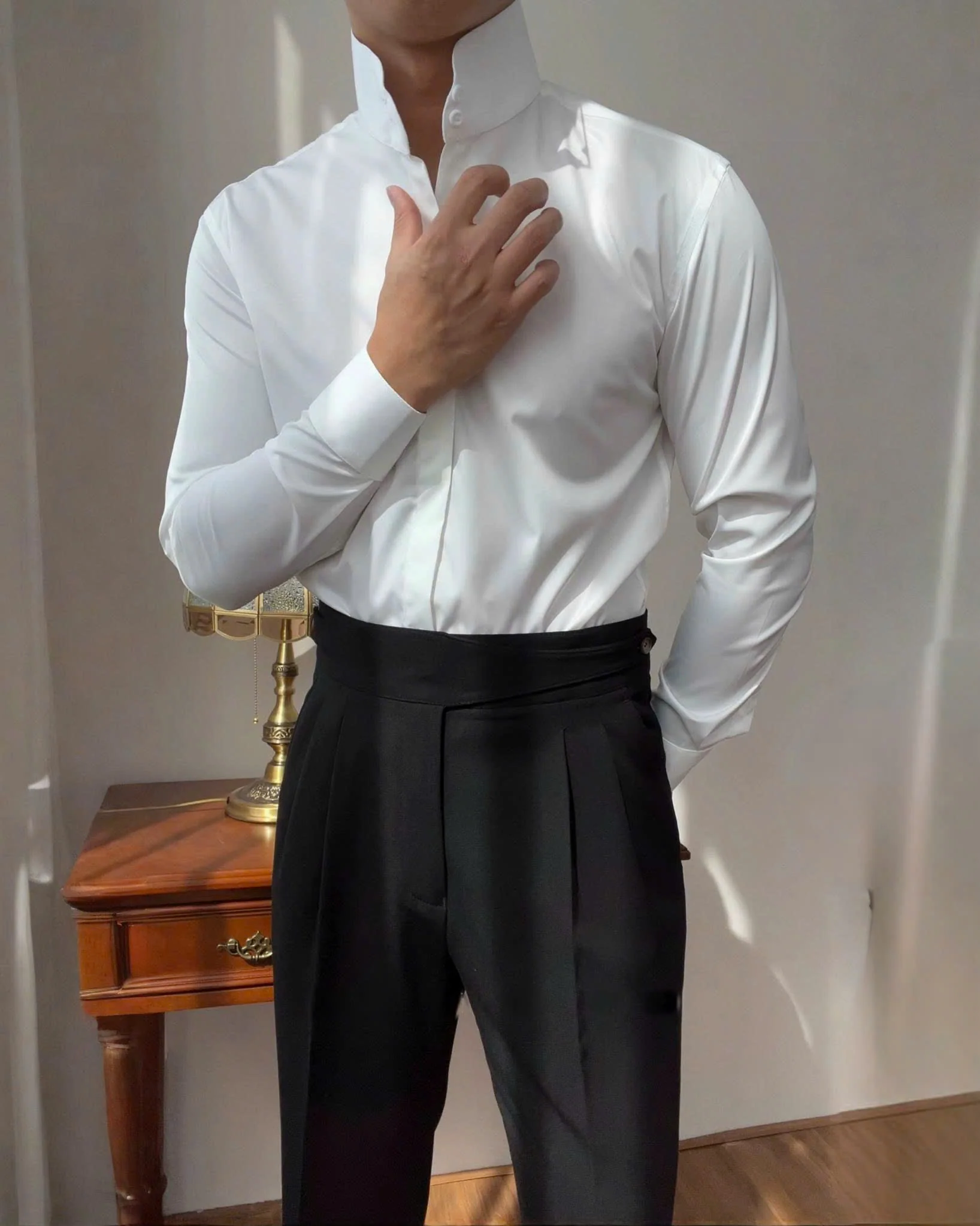 High Stand Mandarin Collar Shirt - Image 8