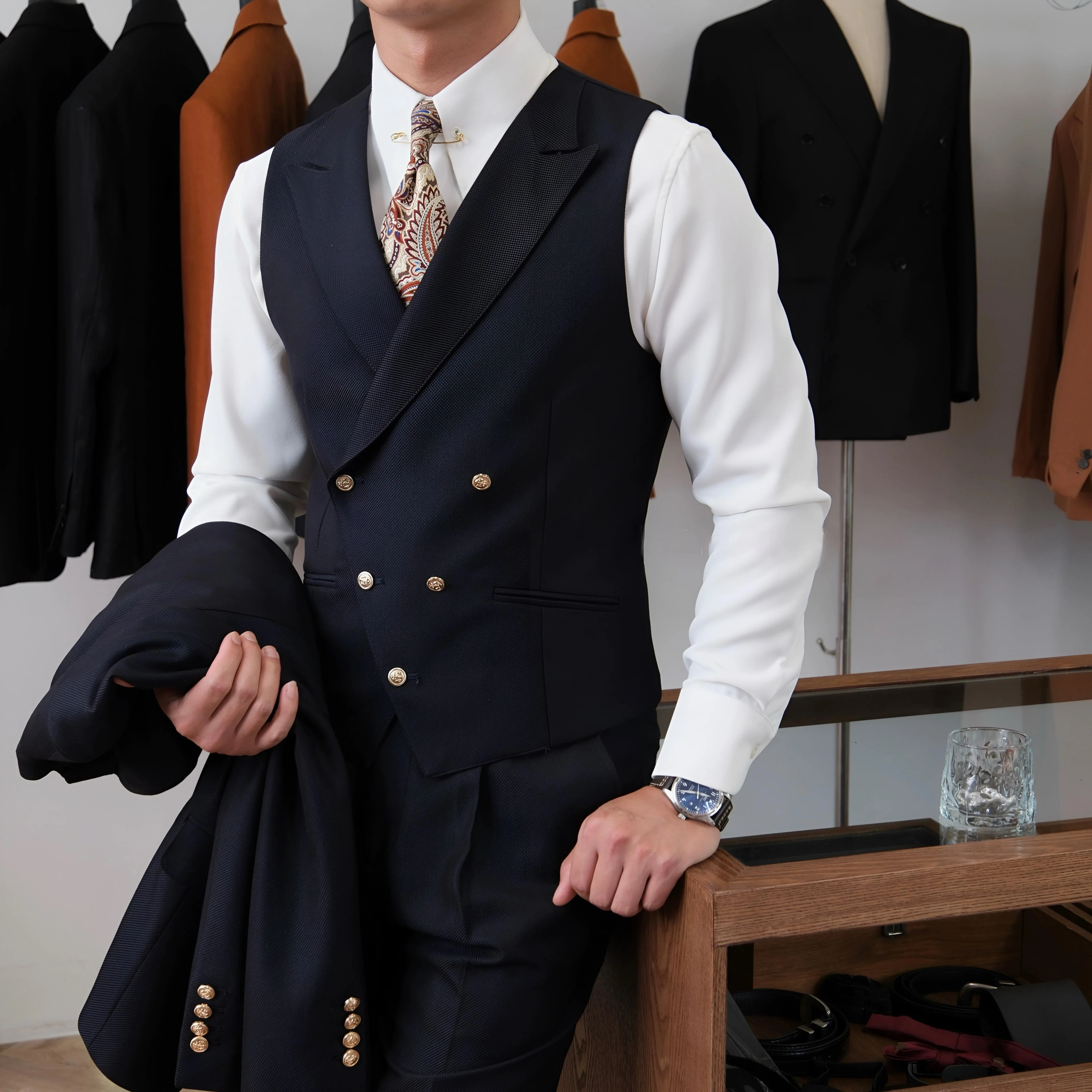 Jet Black Milano Suit (Includes: Jacket + Waistcoat + Trousers) - Image 7