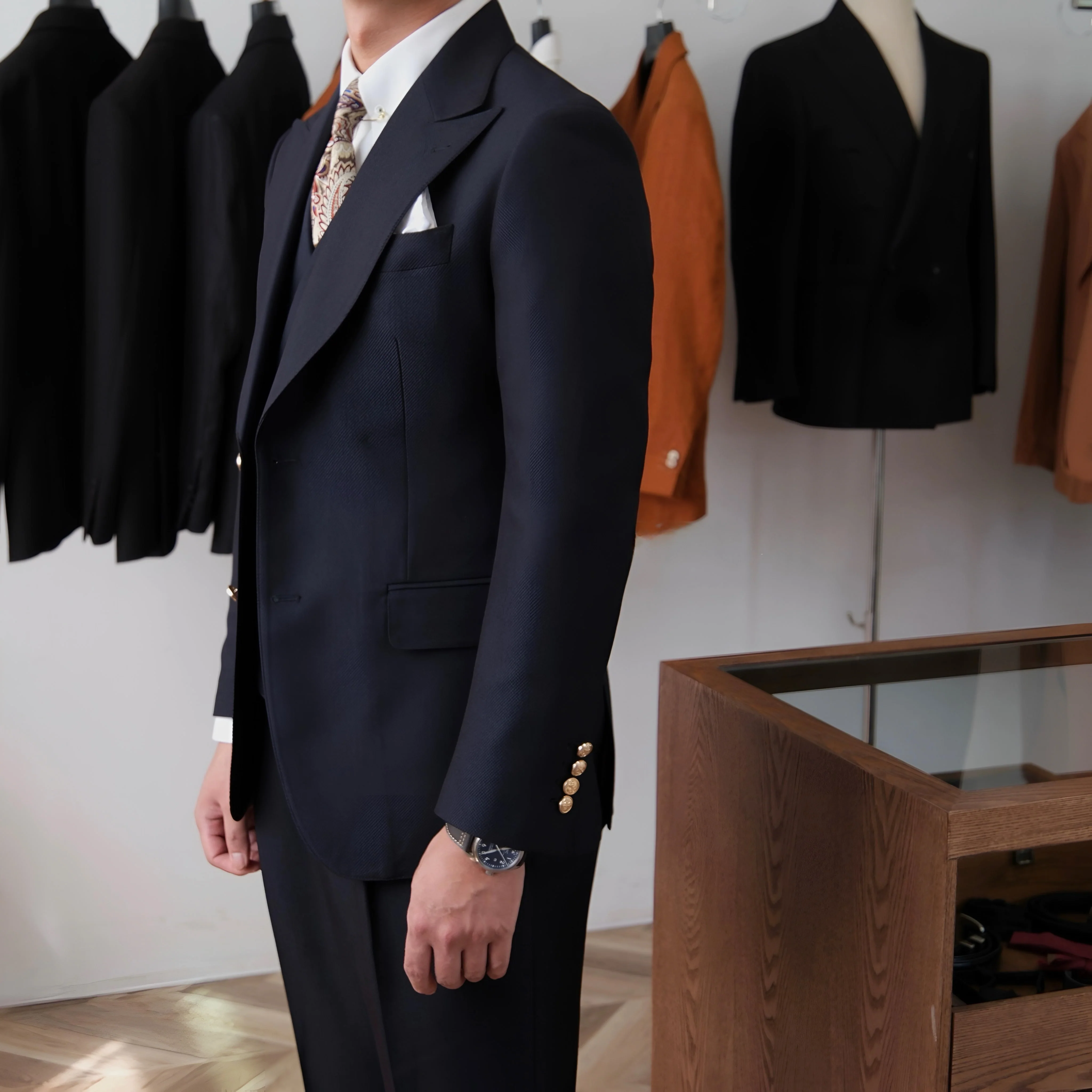 Jet Black Milano Suit (Includes: Jacket + Waistcoat + Trousers) - Image 8