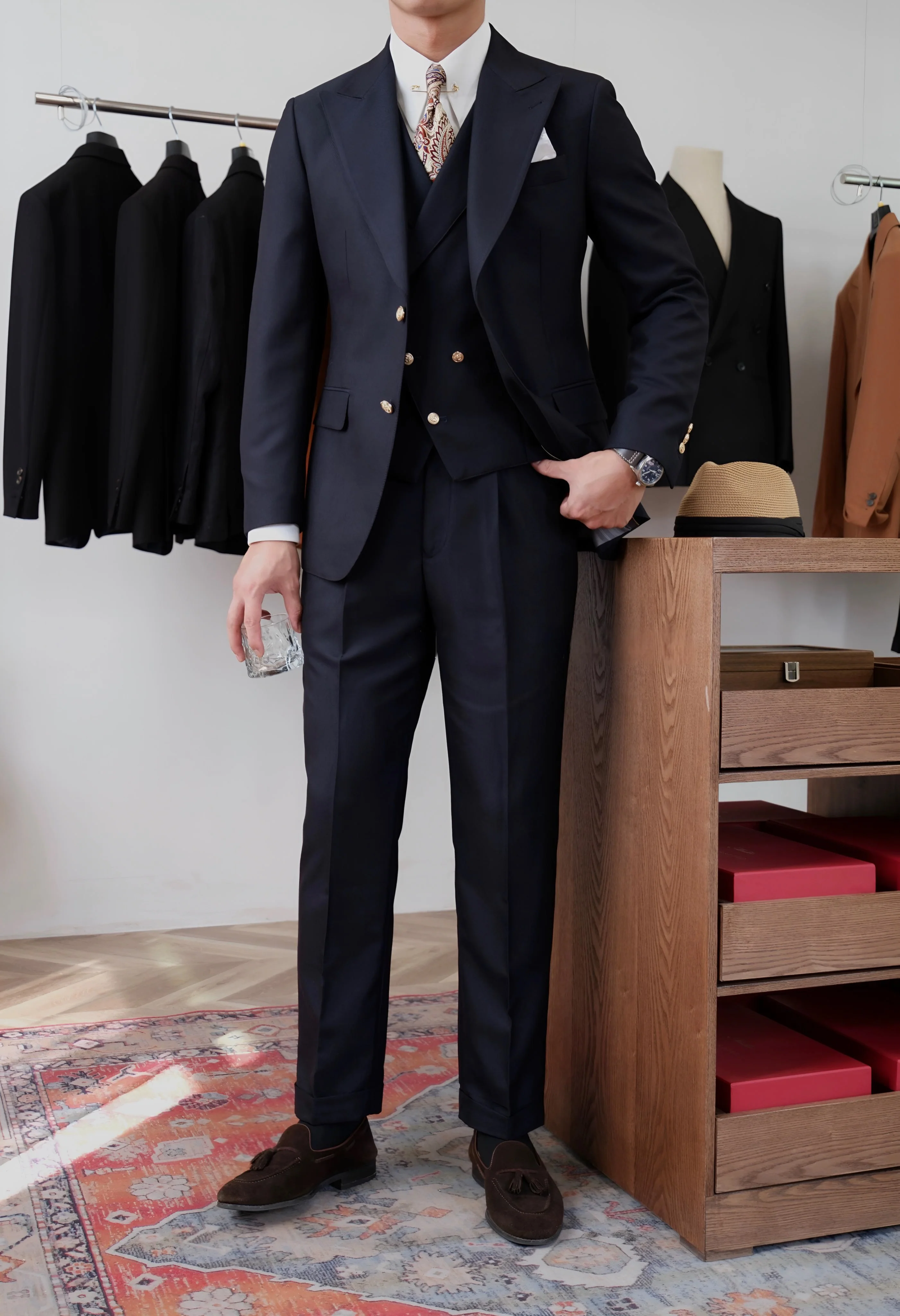 Jet Black Milano Suit (Includes: Jacket + Waistcoat + Trousers) - Image 9