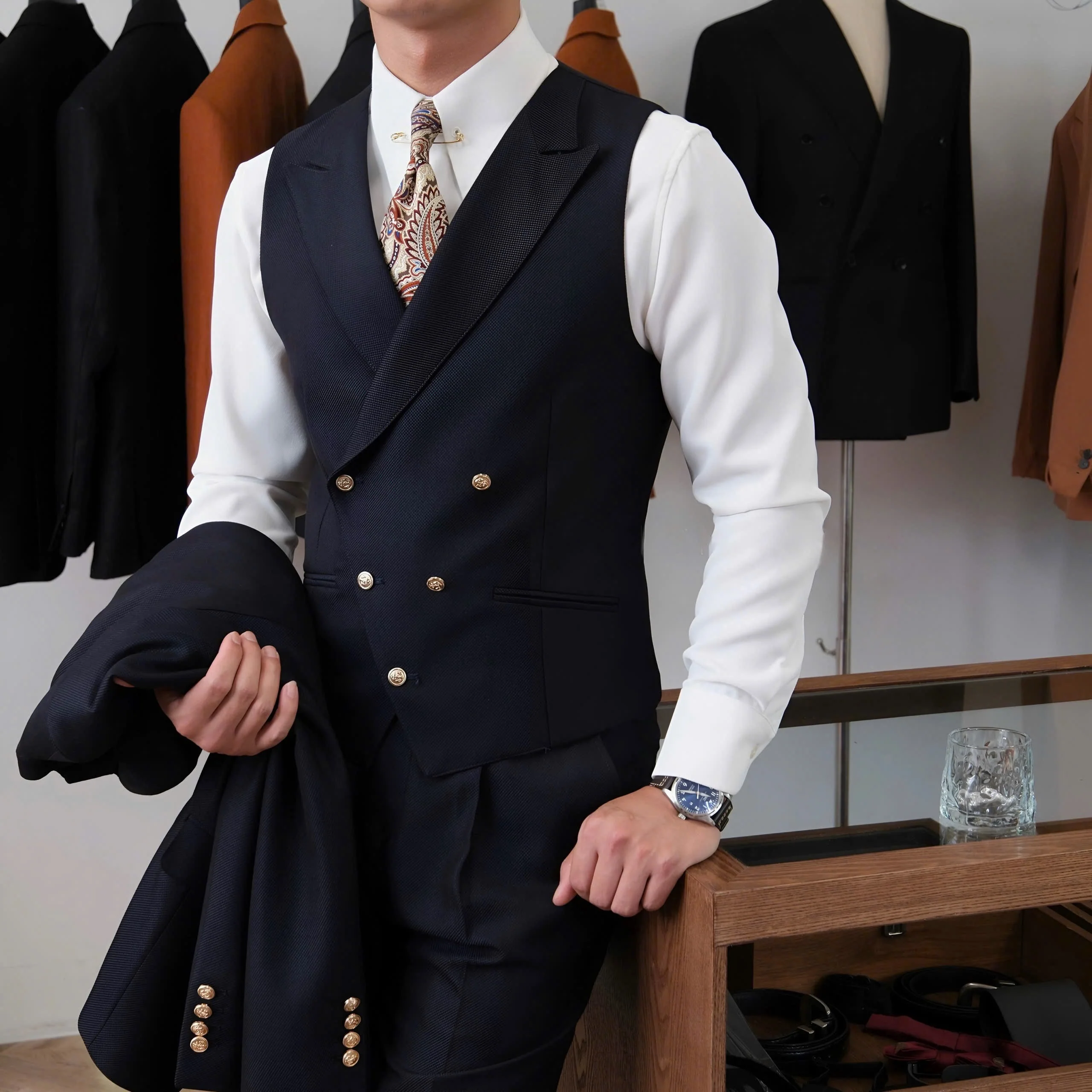 Jet Navy Milano Suit (Includes: Jacket + Waistcoat + Trousers) - Image 7