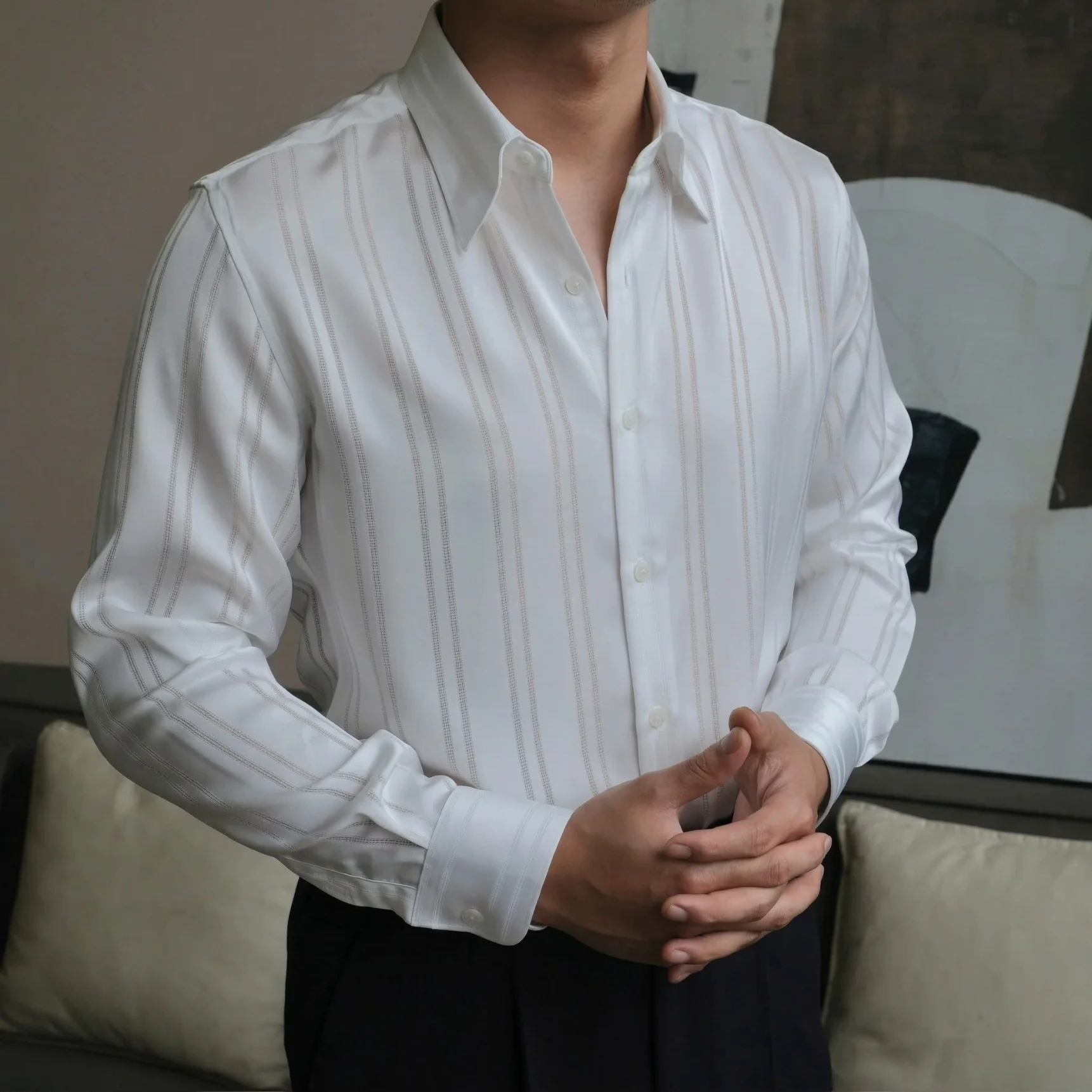 Noctis Silk-Textured Striped Shirt - Image 3