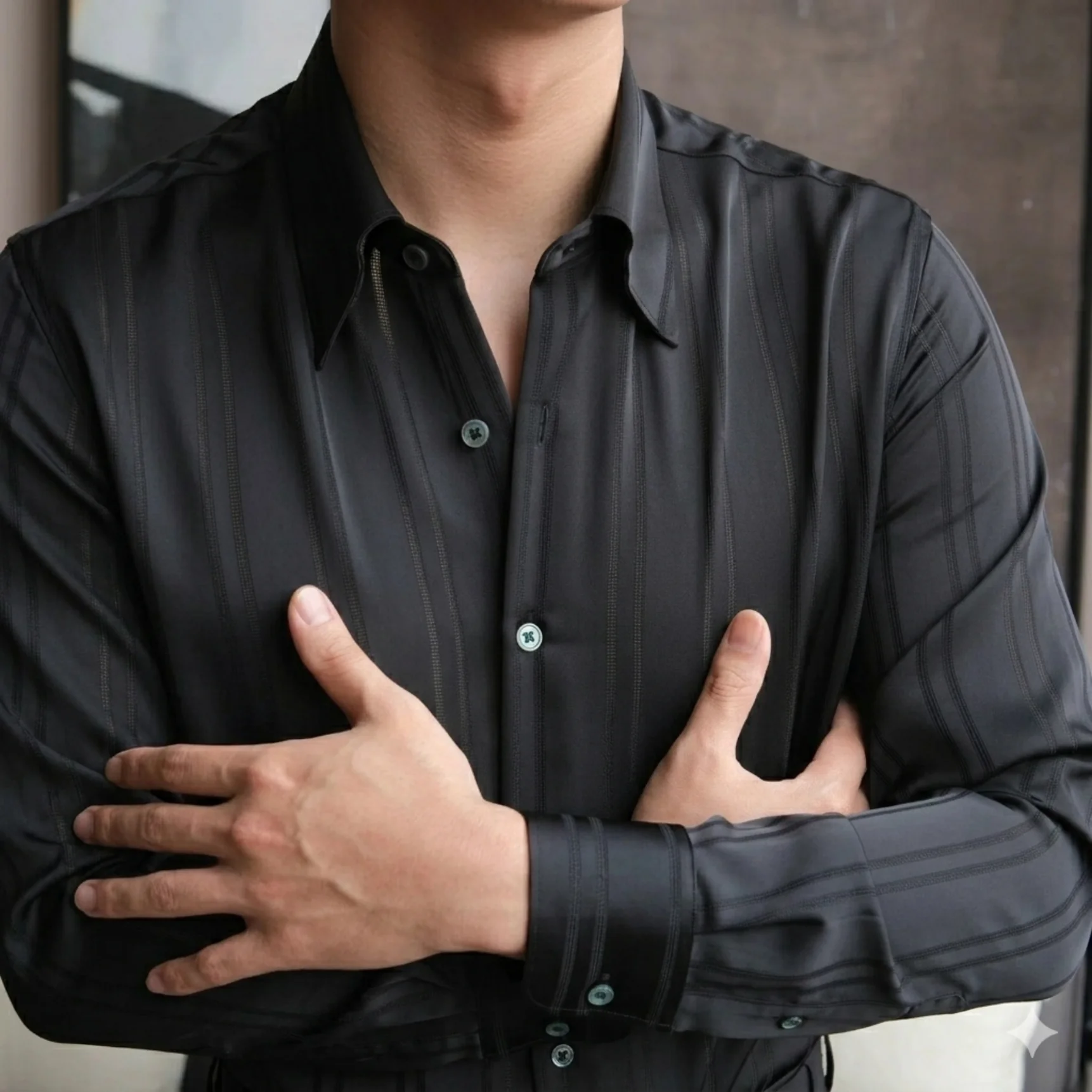 Noctis Silk-Textured Striped Shirt - Image 6