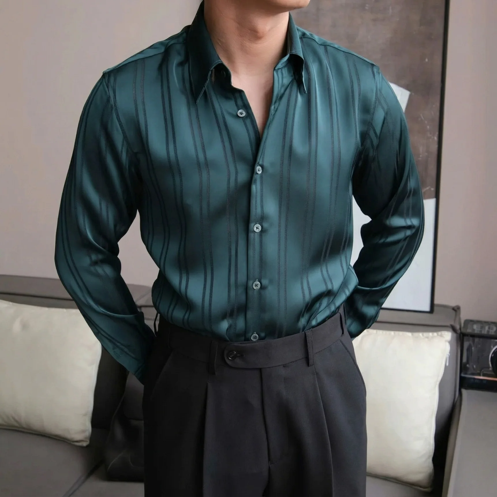 Noctis Silk-Textured Striped Shirt - Image 8
