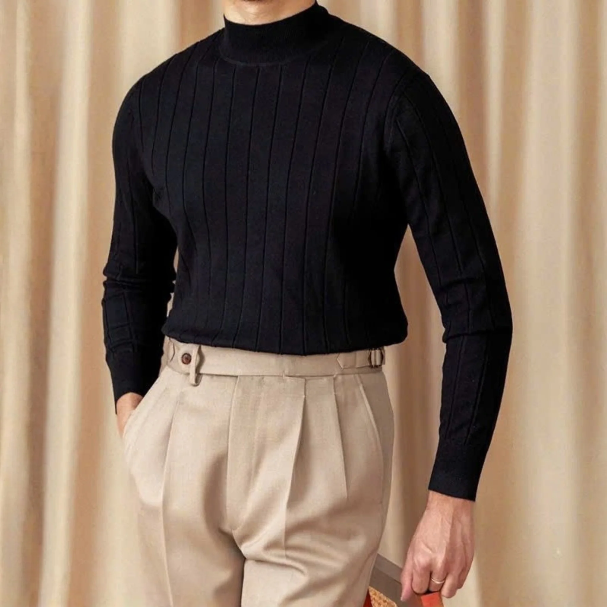 Ribbed Mock-Neck Knit - Image 2
