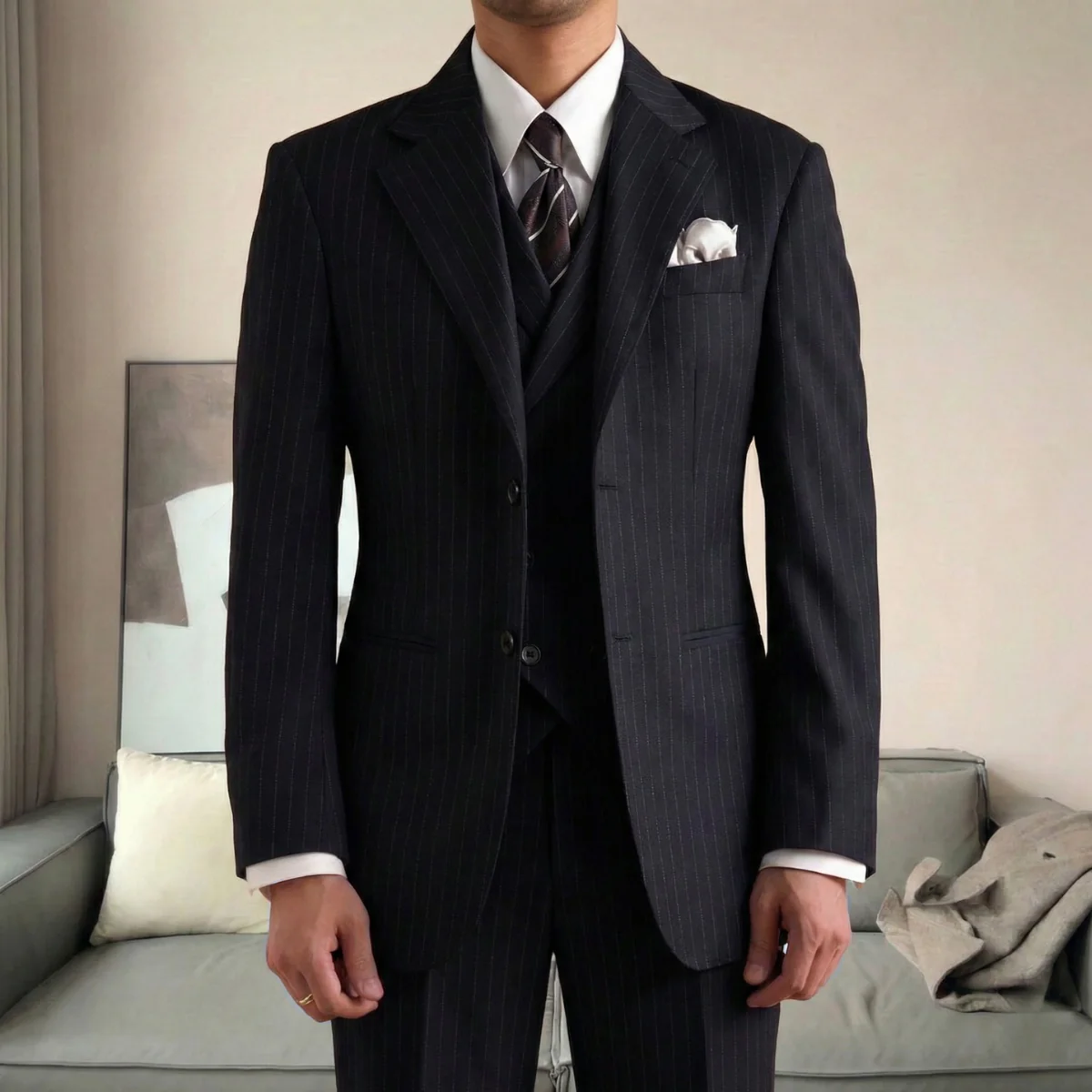 Royal Thames Navy Pinstripe Suit - Image 2