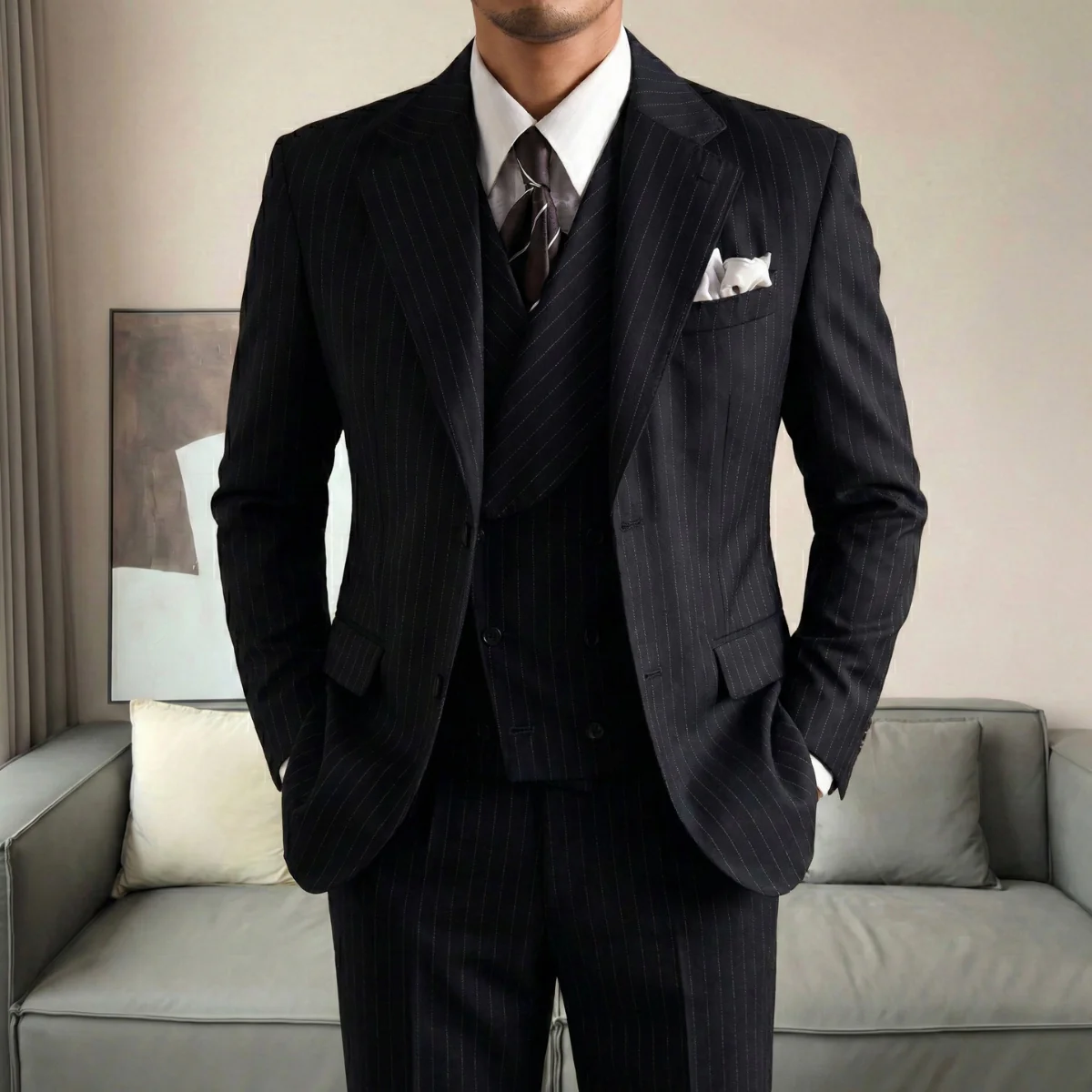 Royal Thames Navy Pinstripe Suit - Image 3