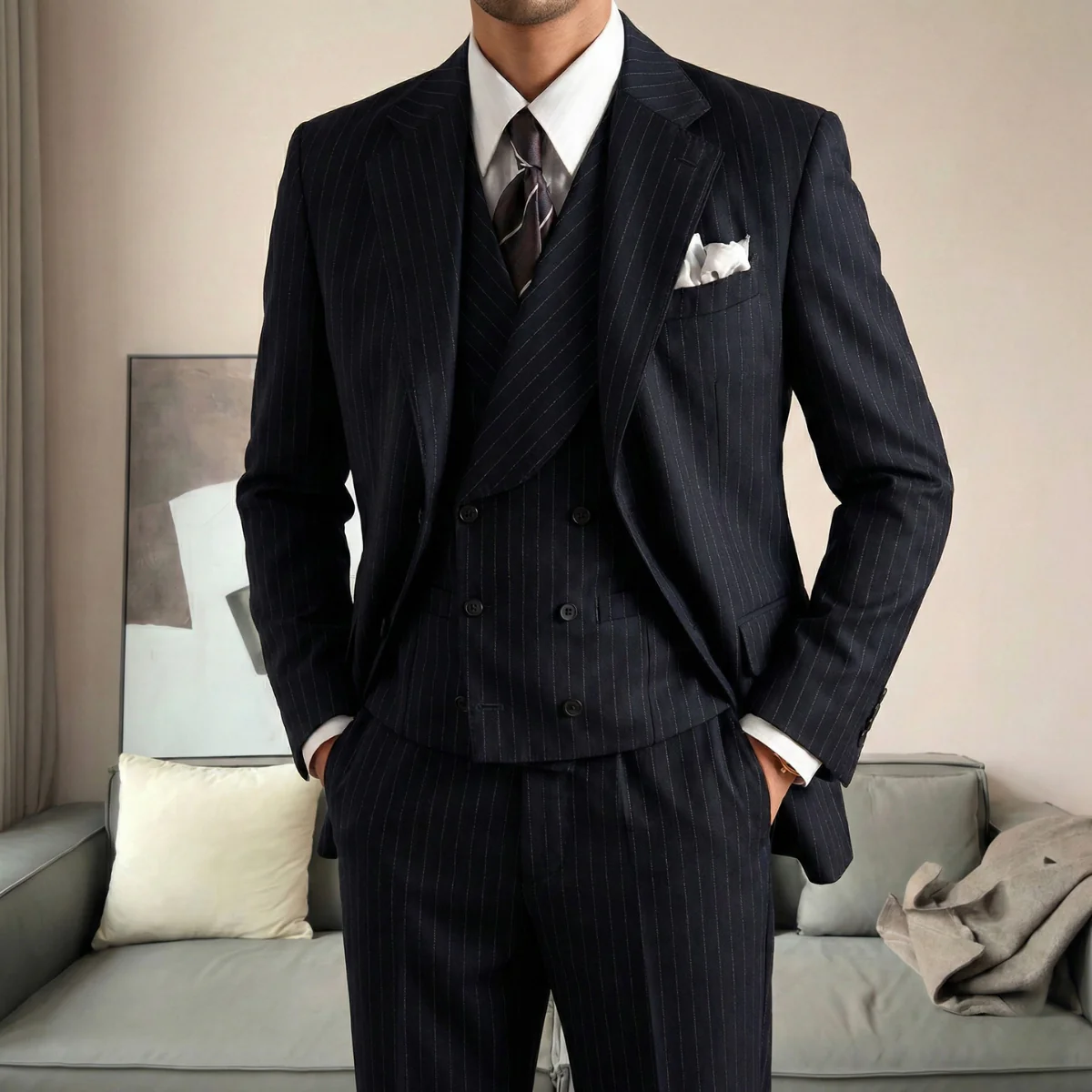 Royal Thames Navy Pinstripe Suit - Image 4