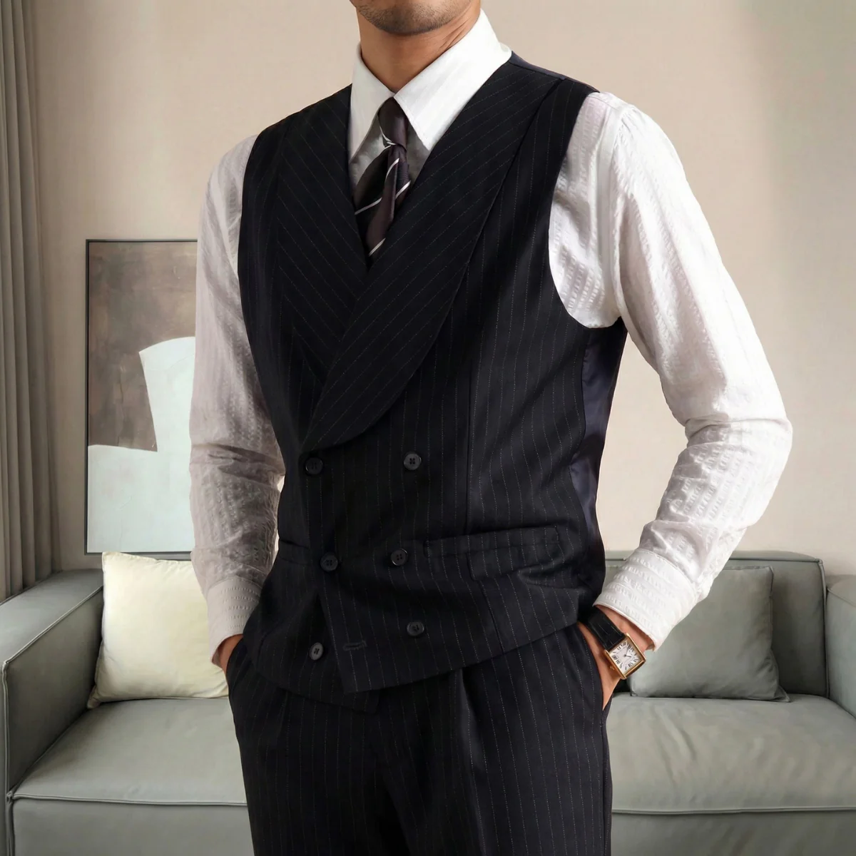Royal Thames Navy Pinstripe Suit - Image 5