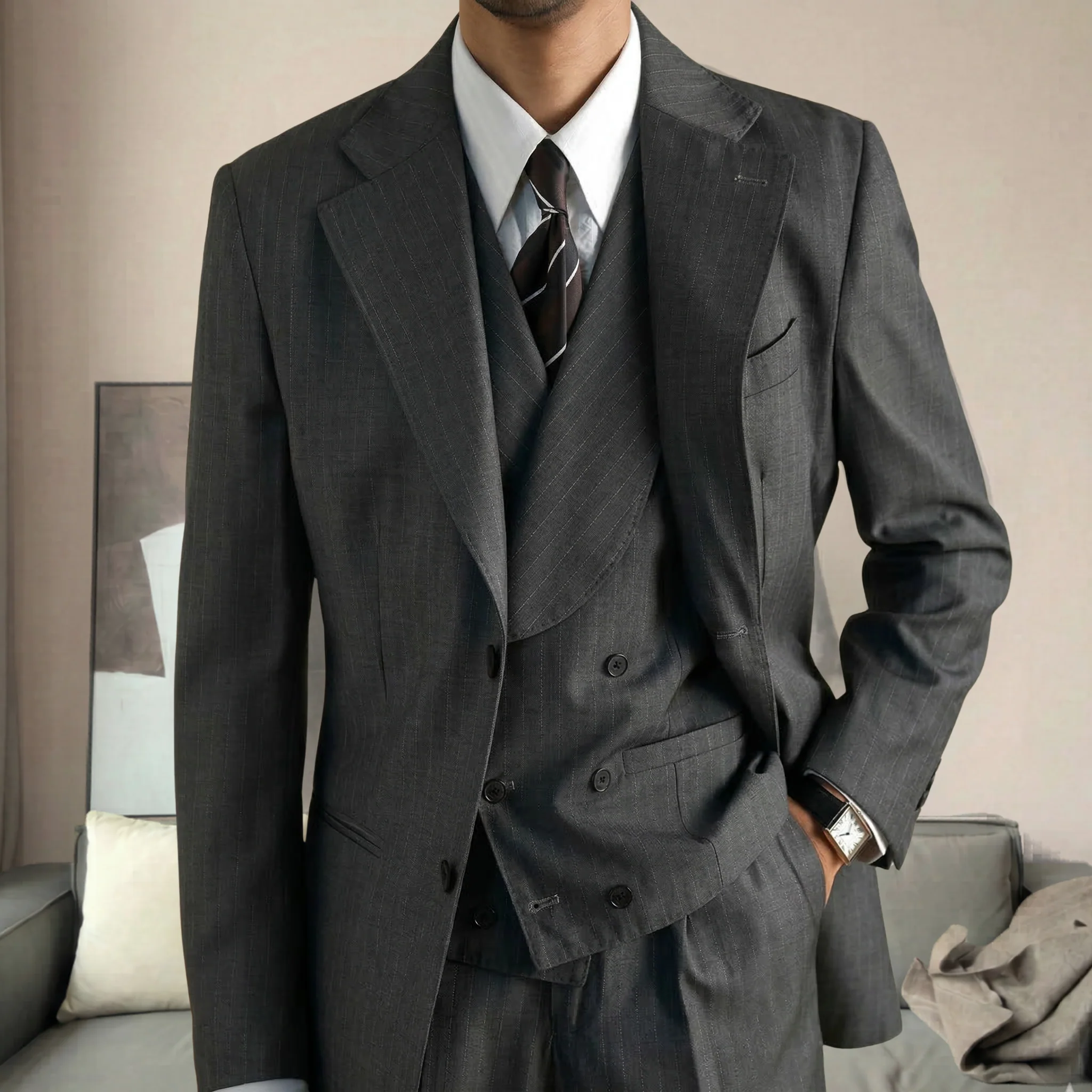 Royal Thames Navy Pinstripe Suit - Image 6