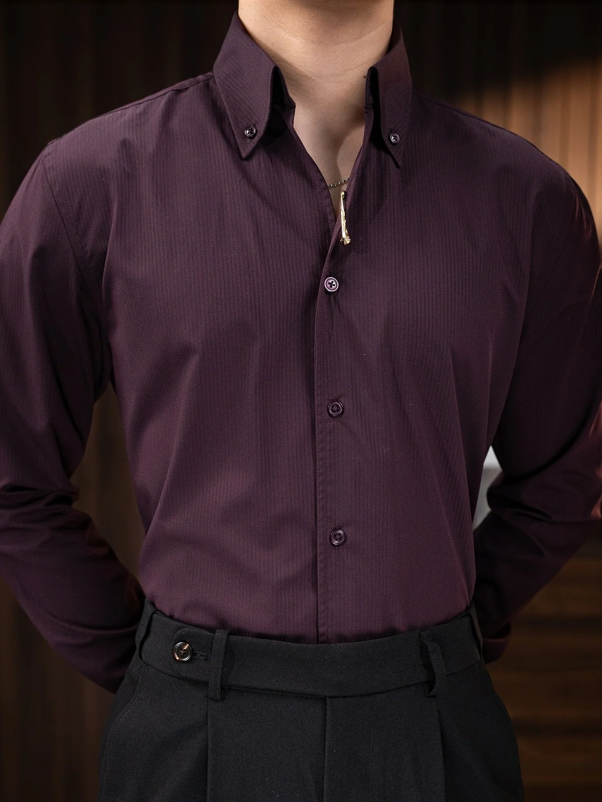 Tiger Pin Striped Button Down Shirt - Image 14