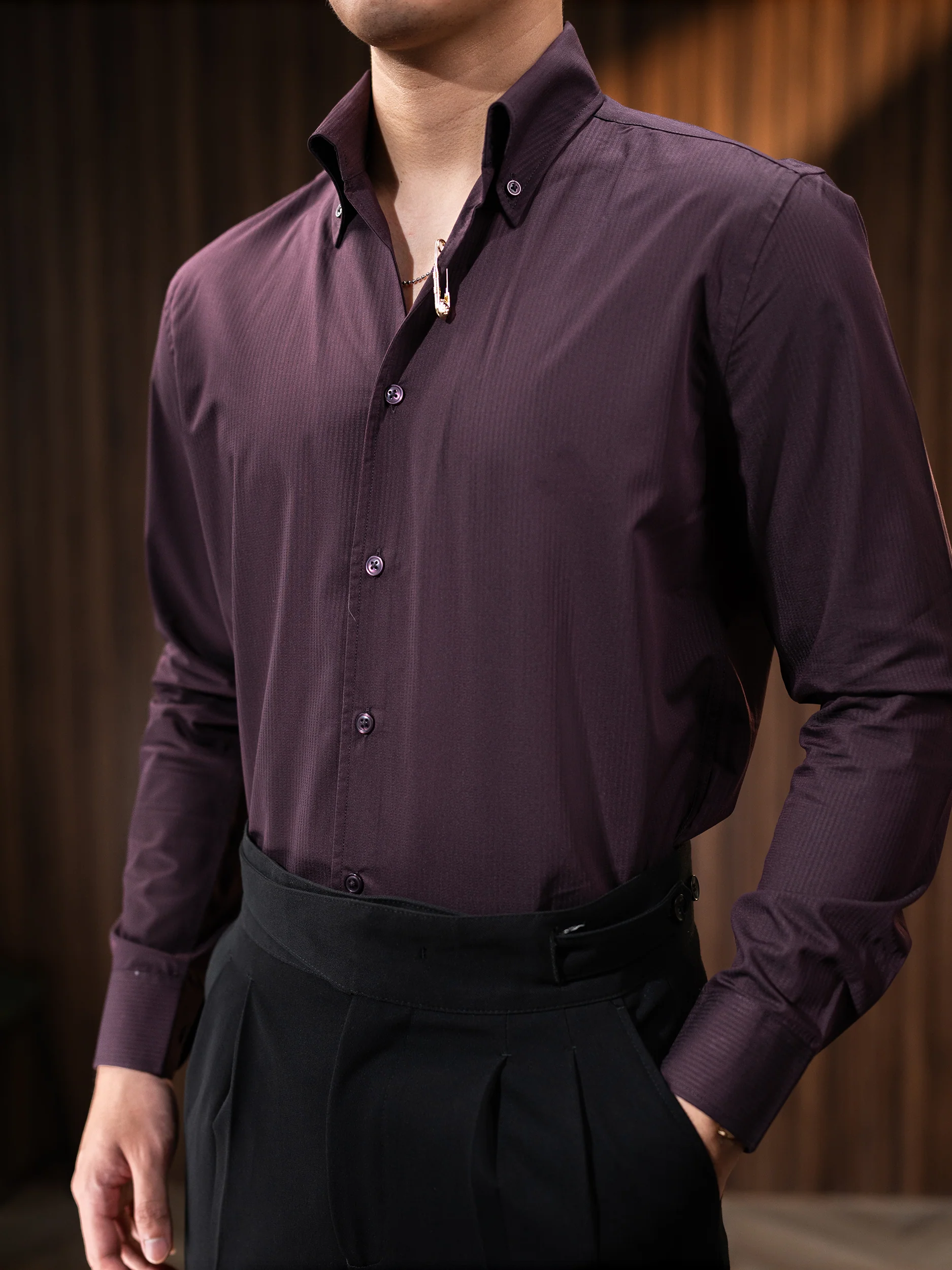 Tiger Pin Striped Button Down Shirt - Image 17