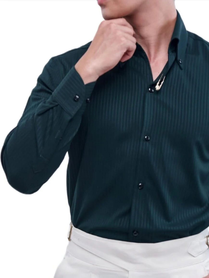 Tiger Pin Striped Button Down Shirt - Image 6