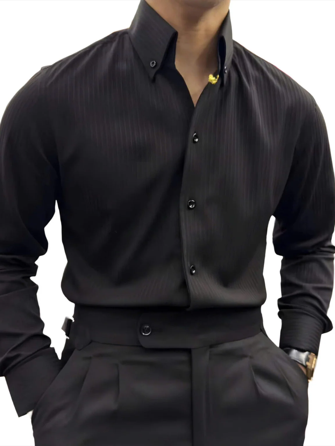 Tiger Pin Striped Button Down Shirt - Image 8